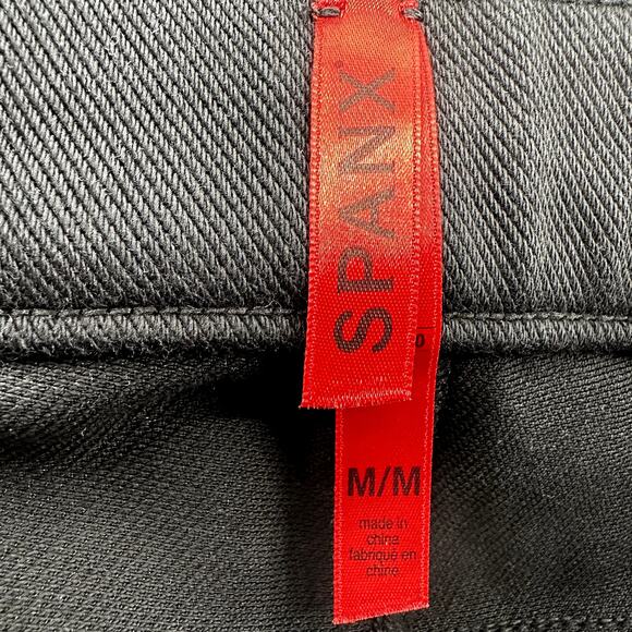 Spanx Twill Jegging Pants Skinny Banded Waist Pull On Stretch Very Black Medium - Picture 3 of 7
